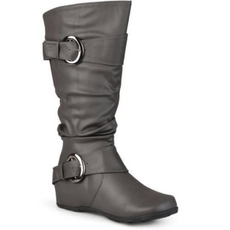 Brinley Co. Womens Extra Wide Calf Knee High Slouch Buckle Boots