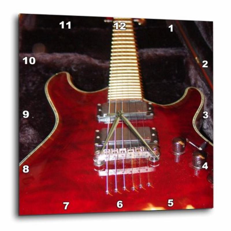 3dRose Upclose Red Guitar, Wall Clock, 13 by 13-inch