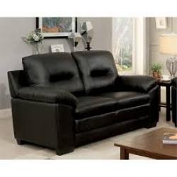 Furniture of America Pallan Leather Tufted Loveseat in Black
