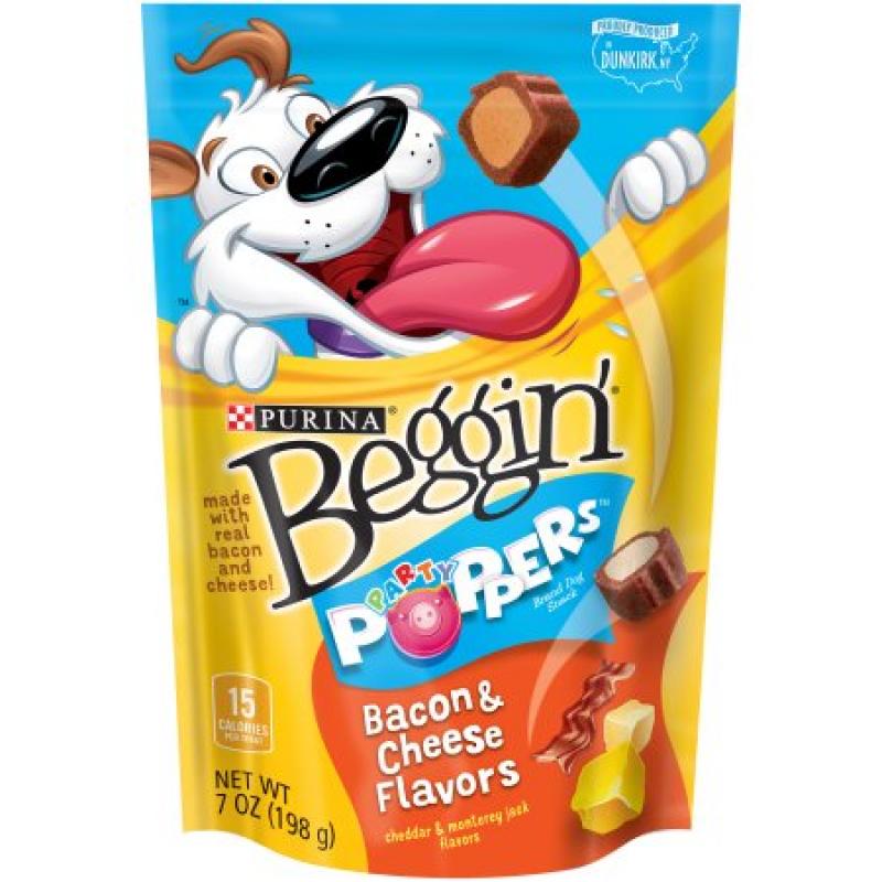 Purina Beggin&#039; Party Poppers Bacon & Cheese Flavors Dog Snacks 7 oz. Pouch