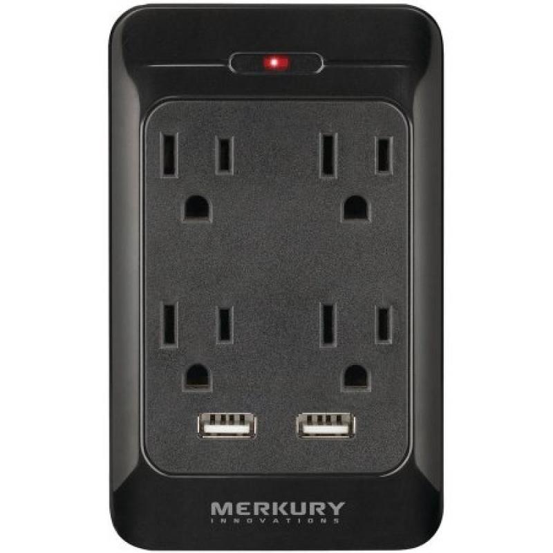 Merkury 4-Outlet USB Wall Plate with Dual USB Ports