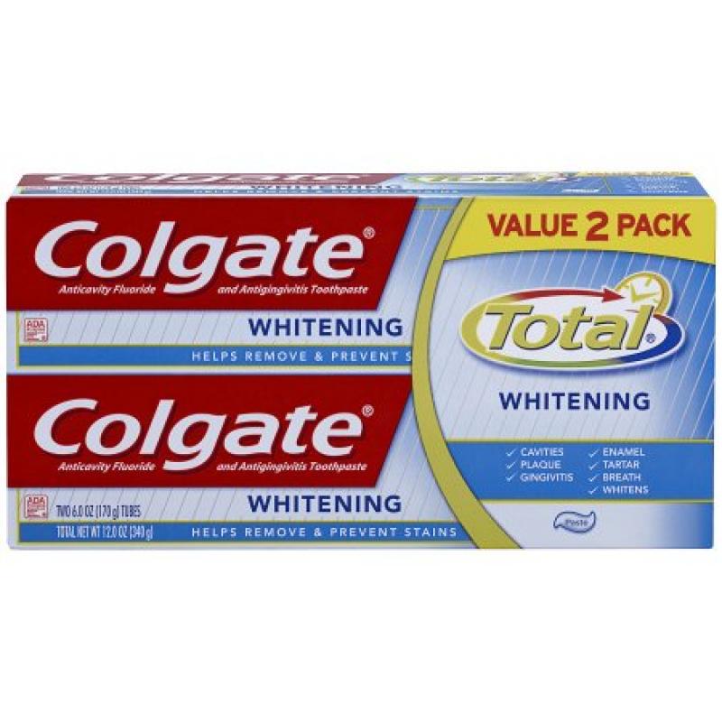 Colgate Total Whitening Anticavity Fluoride and Antigingivitis Toothpaste - 2 CT