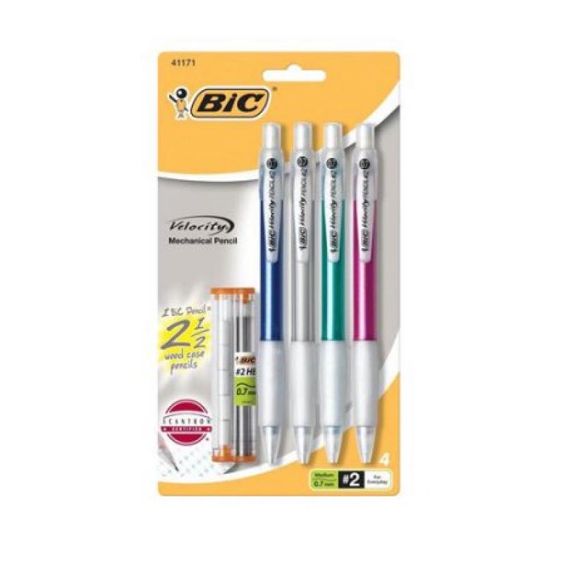 BIC Velocity 0.7mm Mechanical Pencils, 4pk