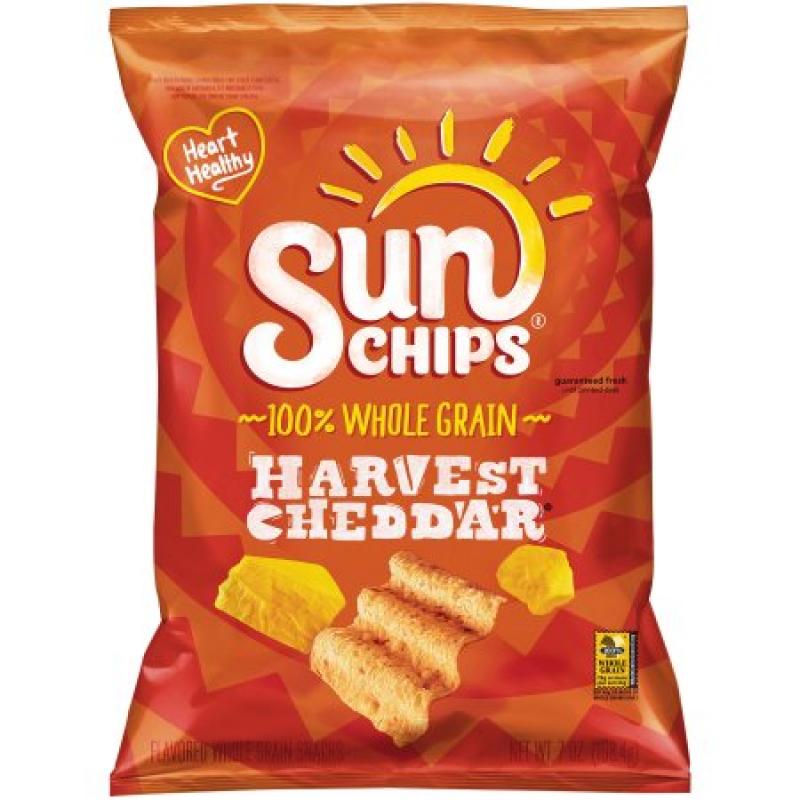 Sun Chips Harvest Cheddar 100% Whole Grain Corn Wheat Snacks 7 oz. Bag