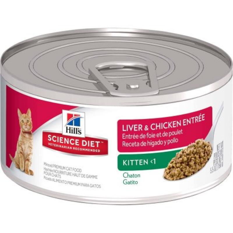 Hill&#039;s Science Diet Kitten Liver & Chicken Entrée Canned Cat Food, 5.5 oz, 24-pack