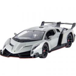 Best Choice Products 1/14 Scale Wheel Remote Control Luxury Lamborghini Veneno RC Car Toy for Kids w/ Gravity Sensor, Engine Sounds, Head and Rear Lights, Opening Door - Silver