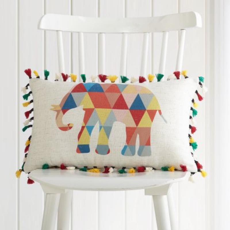 Mainstays Colorful Elephant Throw Pillow With Tassels