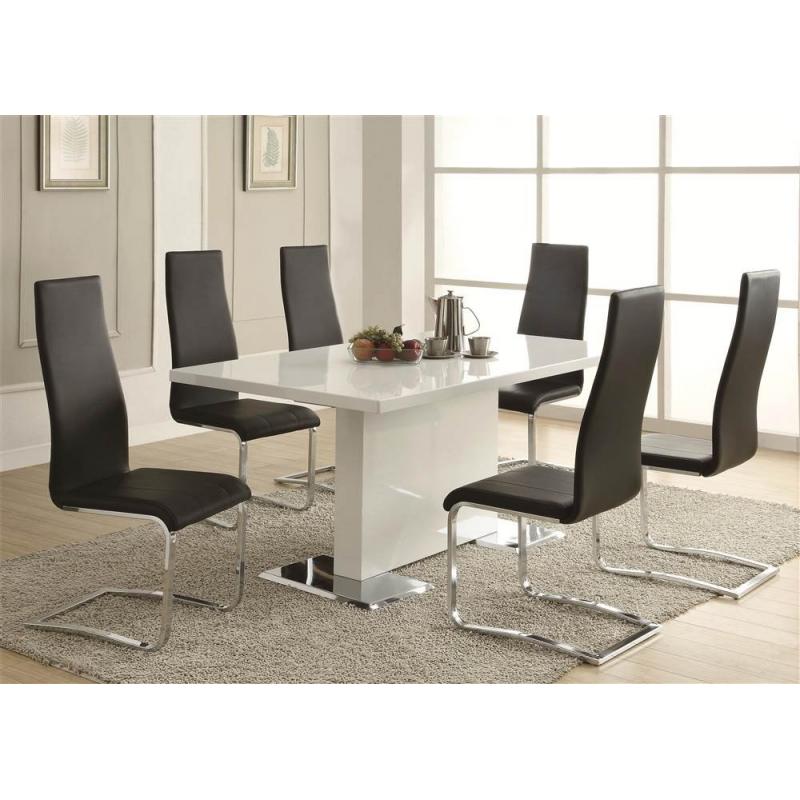 Coaster Home Furnishings Glossy White Contemporary Dining Table, 63 x 35.5 x 30 Inch