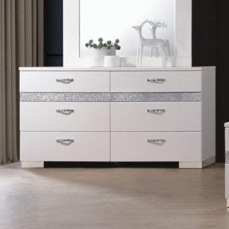Acme Naima Queen Panel Storage Bed in White 25770Q