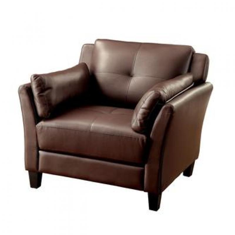 Furniture of America Tonia Faux Leather Accent Chair in Brown
