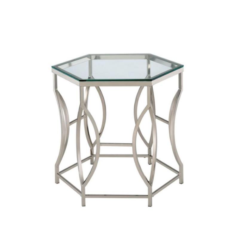 Furniture of America Annette Metal End Table in Chrome