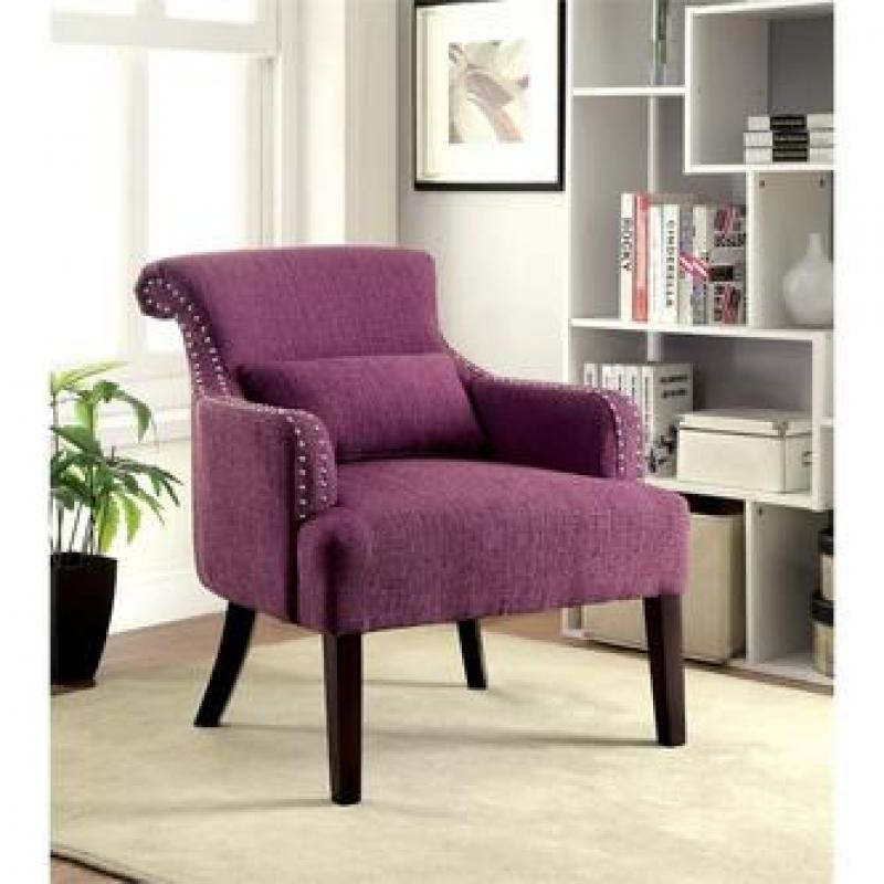 Furniture of America Gabe Upholstered Accent Chair in Purple