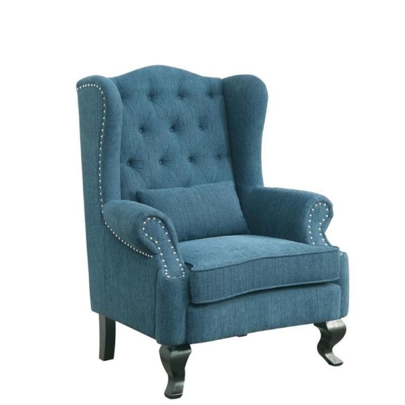Furniture of America Boswell Tufted Accent Chair in Dark Teal