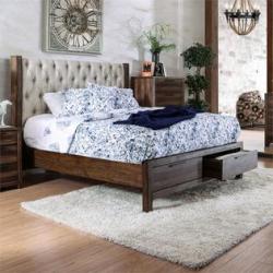Furniture of America Oliva King Storage Bed in Natural Rustic Tone