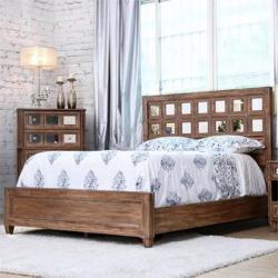 Furniture of America Ezra Mirrored Full Bed in Rustic Oak