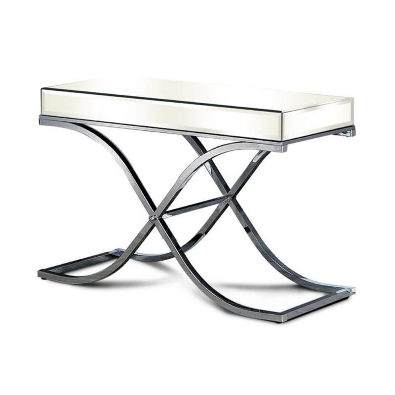 Furniture of America Xander Mirrored Console Table in Chrome