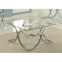 Furniture of America Sarif Square Glass Top Coffee Table in Chrome