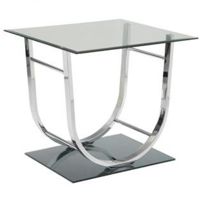 Coaster Glass Top End Table in Chrome