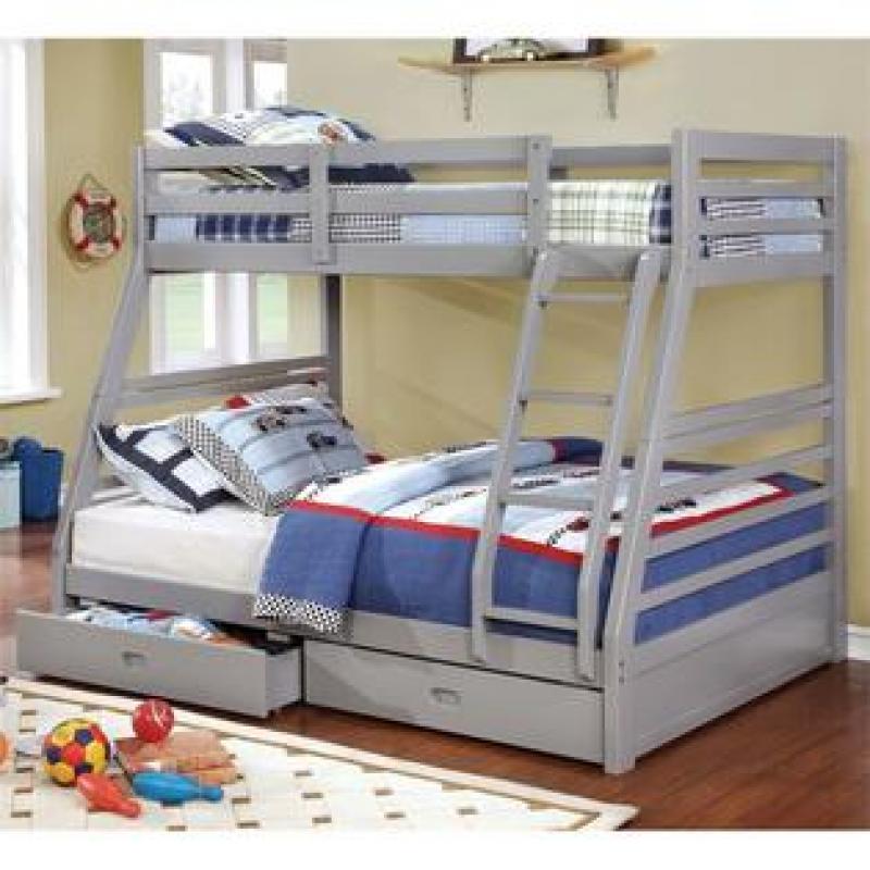 Furniture of America Thaddeus Twin Over Full Bunk Bed in Gray