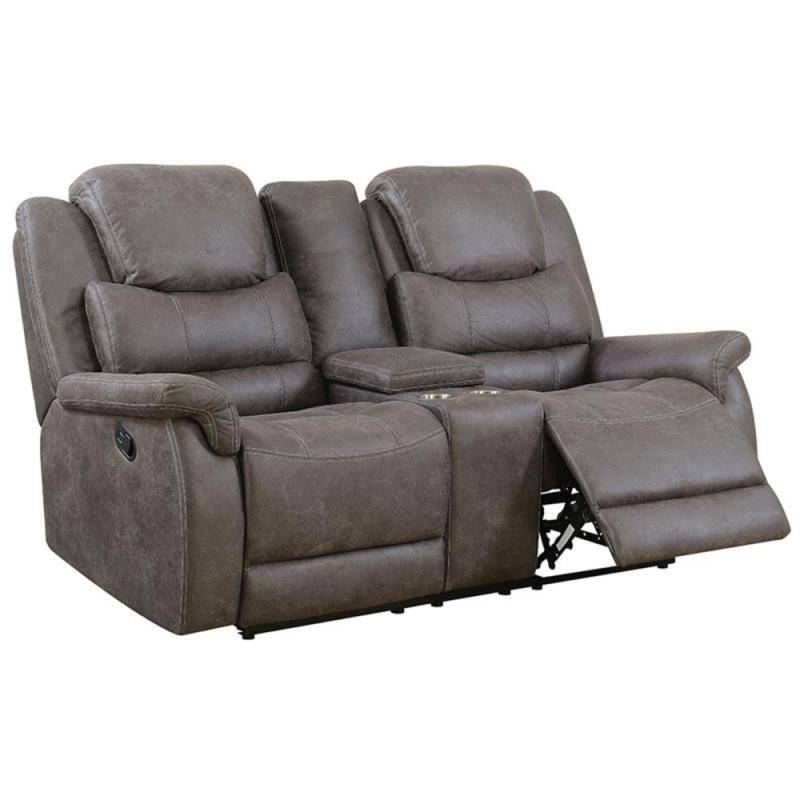 Furniture of America Eston Faux Leather Reclining Sofa in Gray