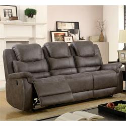 Furniture of America Eston Faux Leather Reclining Loveseat in Gray