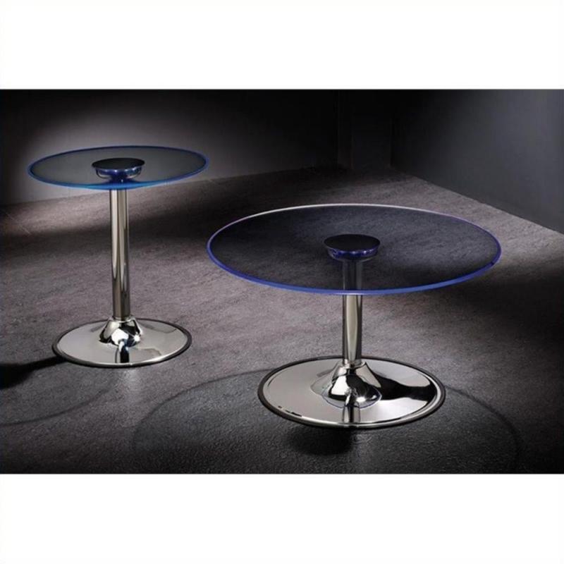 Coaster 2 Piece LED Coffee and End Table Set in Chrome