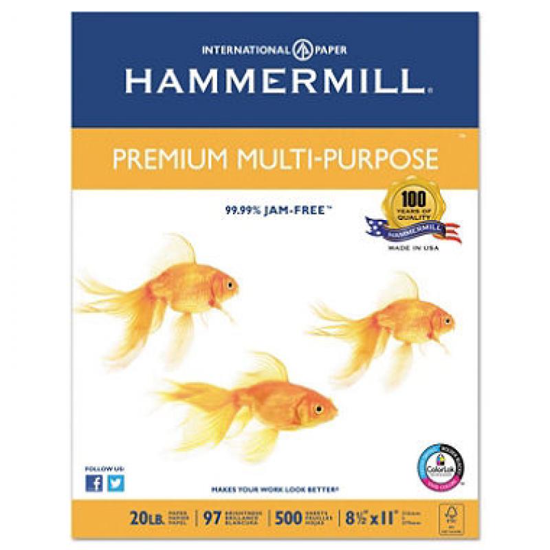 Hammermill - Premium Multipurpose Paper, 8-1/2 x 11, White - 5000/Carton