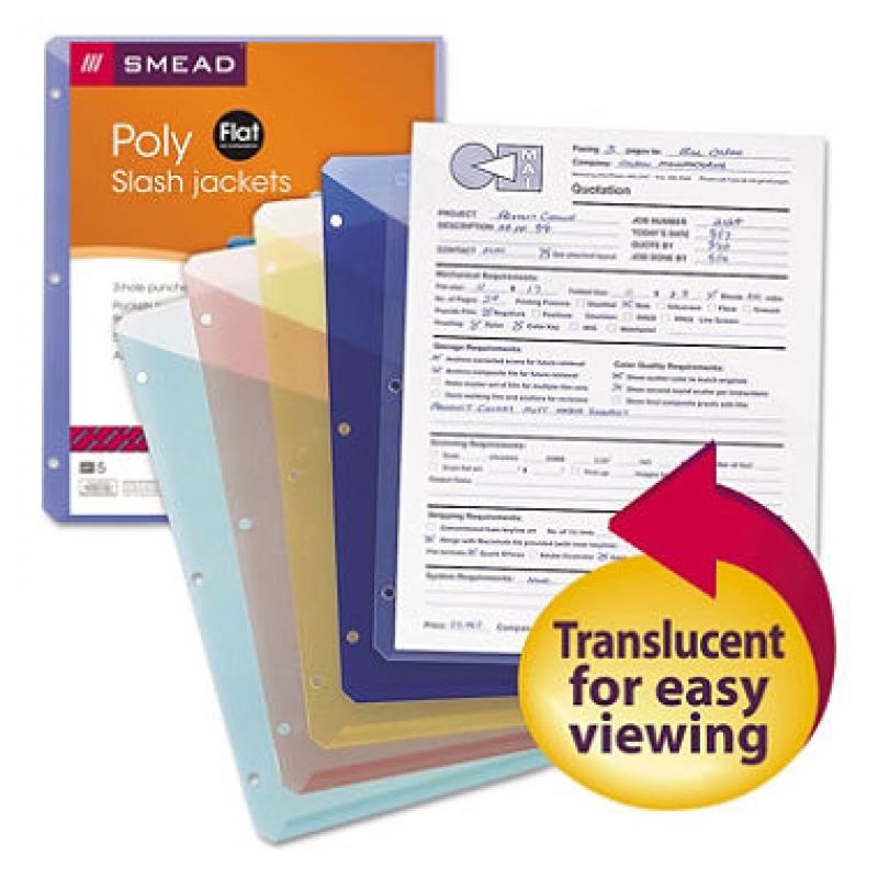 Smead Organized Up Poly Slash Jackets, Letter, Assorted Colors, 5ct.