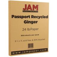 JAM Paper Recycled Paper, 8.5 x 11, 24 lb Ginger Passport, 500 Sheets/Ream