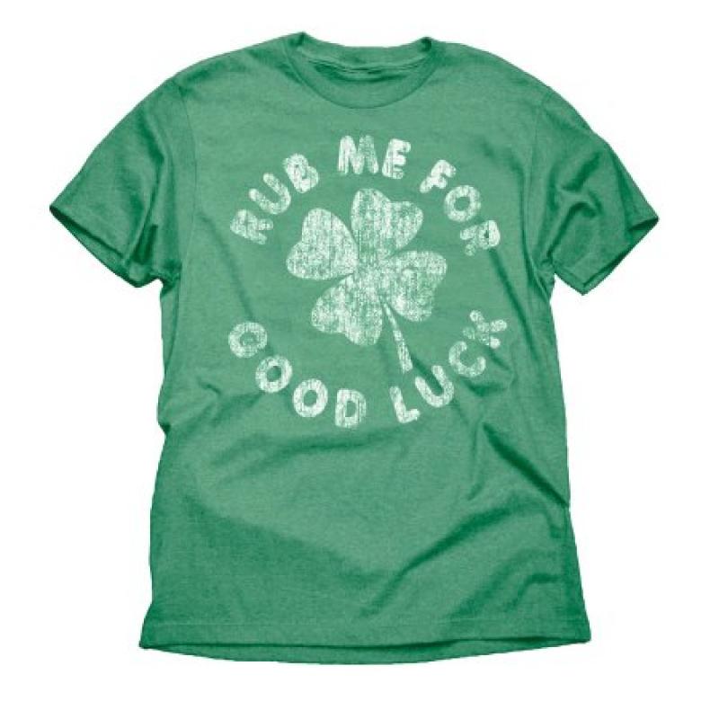 Rub Me For Good Luck Four Leaf Clover Irish Funny Big Mens Green Graphic Tee Shirt