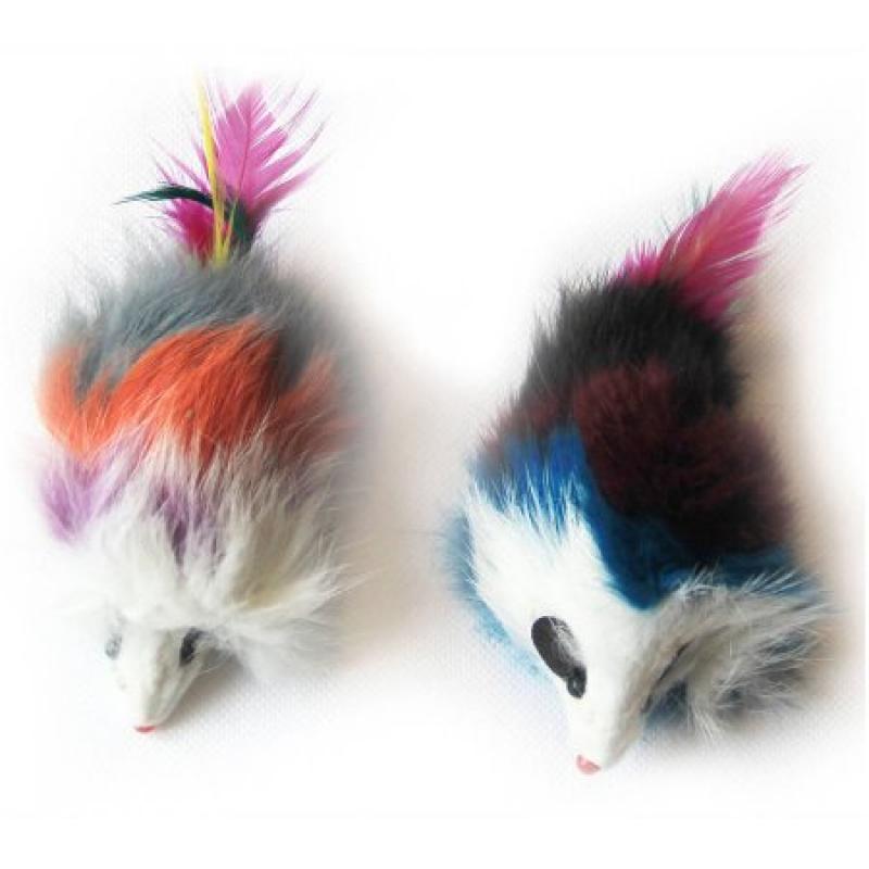 6-Pack Multi-Colored Long Hair Fur Mice, Assorted, 12 Pieces
