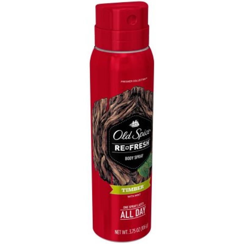 Old Spice Re-Fresh Fresher Collection Timber Body Spray, 3.75 oz