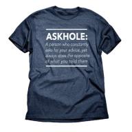 Askhole Funny Attitude Big Mens Heather Navy Graphic Tee Shirt