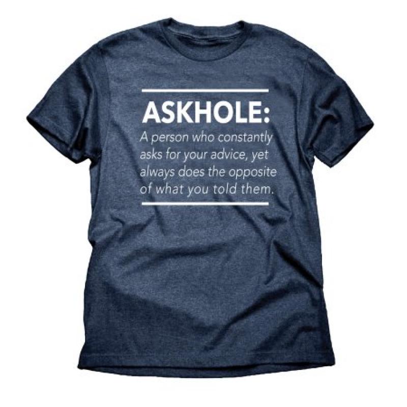 Askhole Funny Attitude Big Mens Heather Navy Graphic Tee Shirt