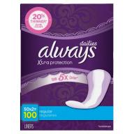 Always Xtra Protection Daily Liners, Regular 100 Count