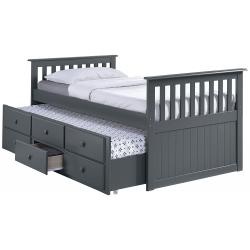 Broyhill Kids Marco Island Captain&#039;s Bed with Trundle Bed and Drawers, Twin, Gray