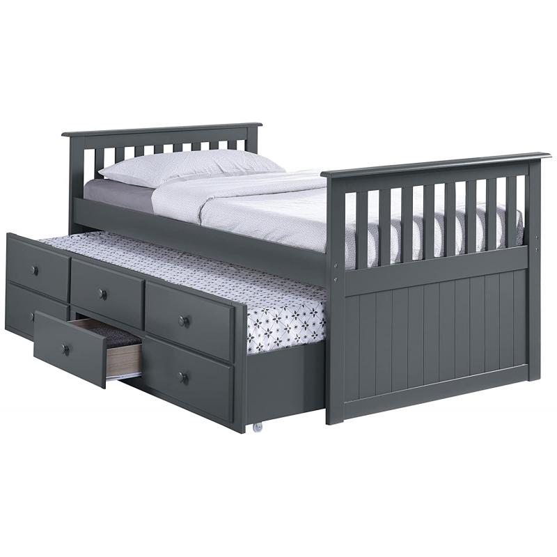 Broyhill Kids Marco Island Captain&#039;s Bed with Trundle Bed and Drawers, Twin, Gray